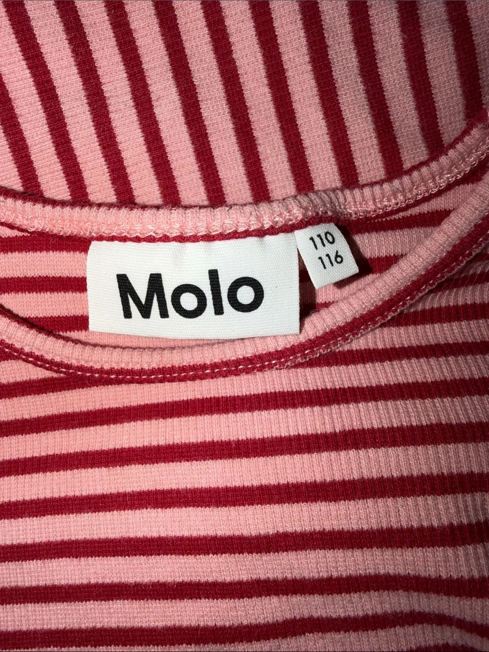 Molo Organic mixed fabric Pink/Red Striped Long-Sleeve Dress Girls sz 110/116
